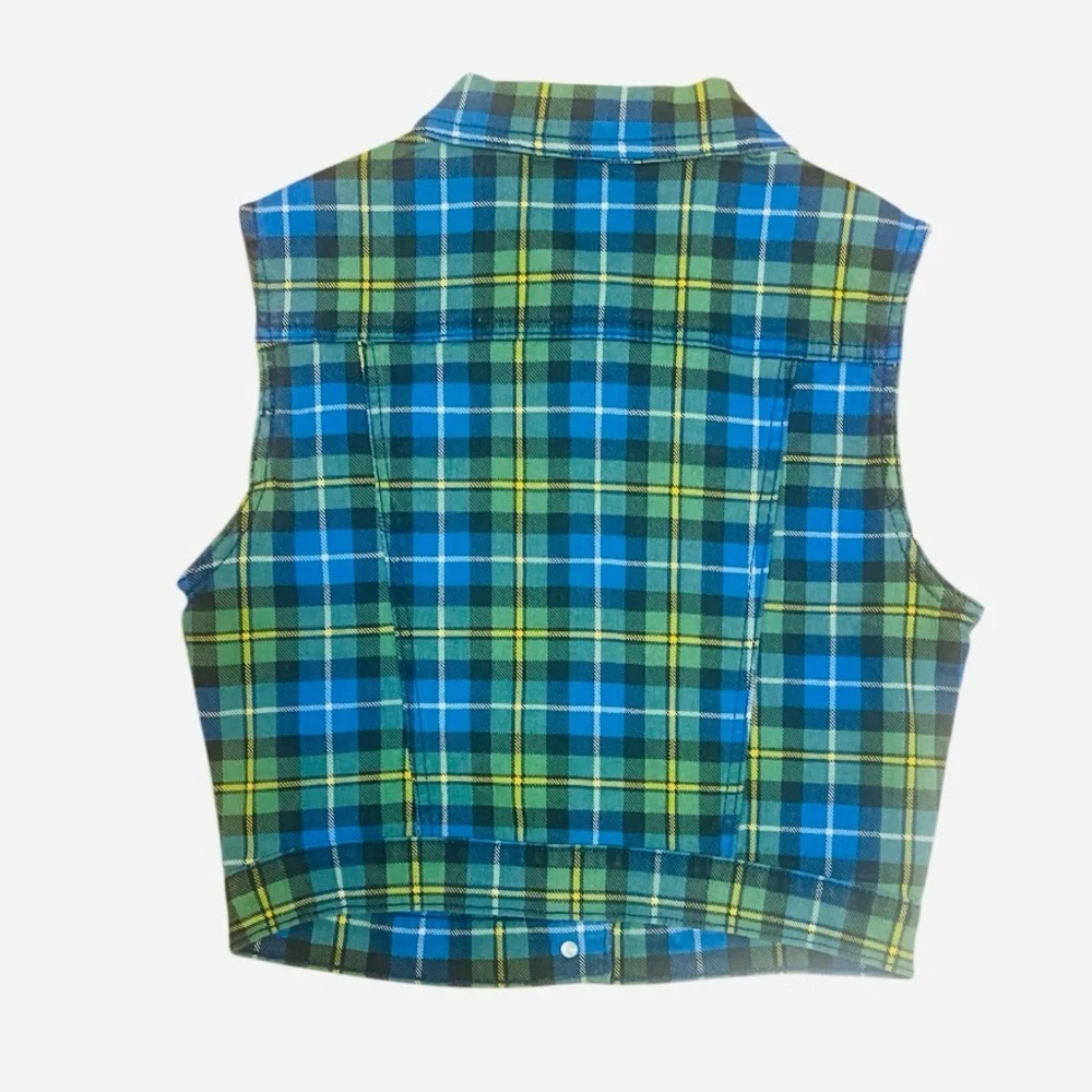 Fiorucci Blue and Green Plaid Kids Vest
